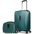  Essentials 14 kofferset 2 stuks cabine trolley met stretch vouw & beautycase variant pearl-green metallic