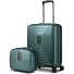  Essentials 14 kofferset 2 stuks cabine trolley met stretch vouw & beautycase variant pearl-green metallic
