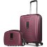  Essentials 14 kofferset 2 stuks cabine trolley met stretch vouw & beautycase variant aubergine metallic
