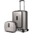  Essentials 14 kofferset 2 stuks cabine trolley met stretch vouw + beautycase variant coffee grey metallic